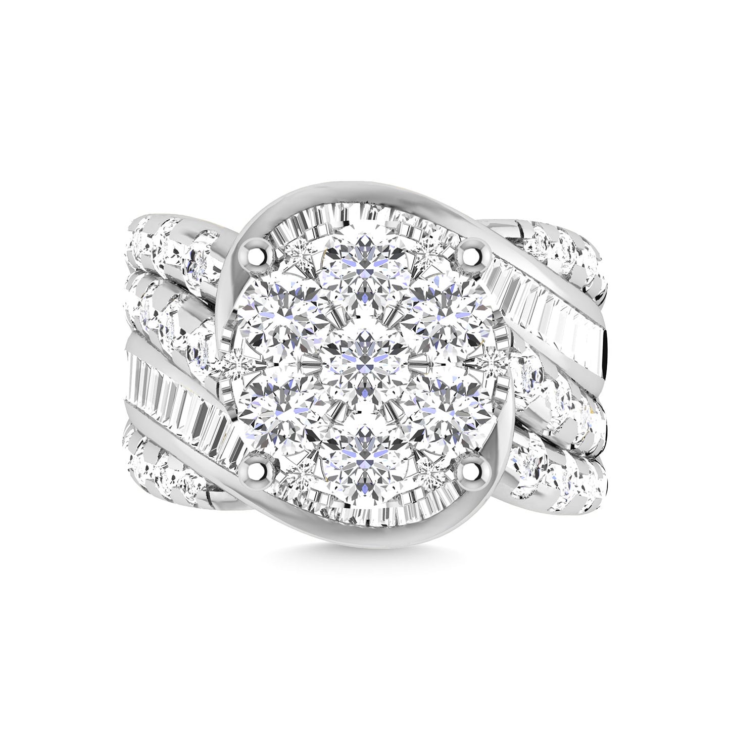 Diamond 4 Ct.Tw. Cluster Engagement Ring in 14K White Gold