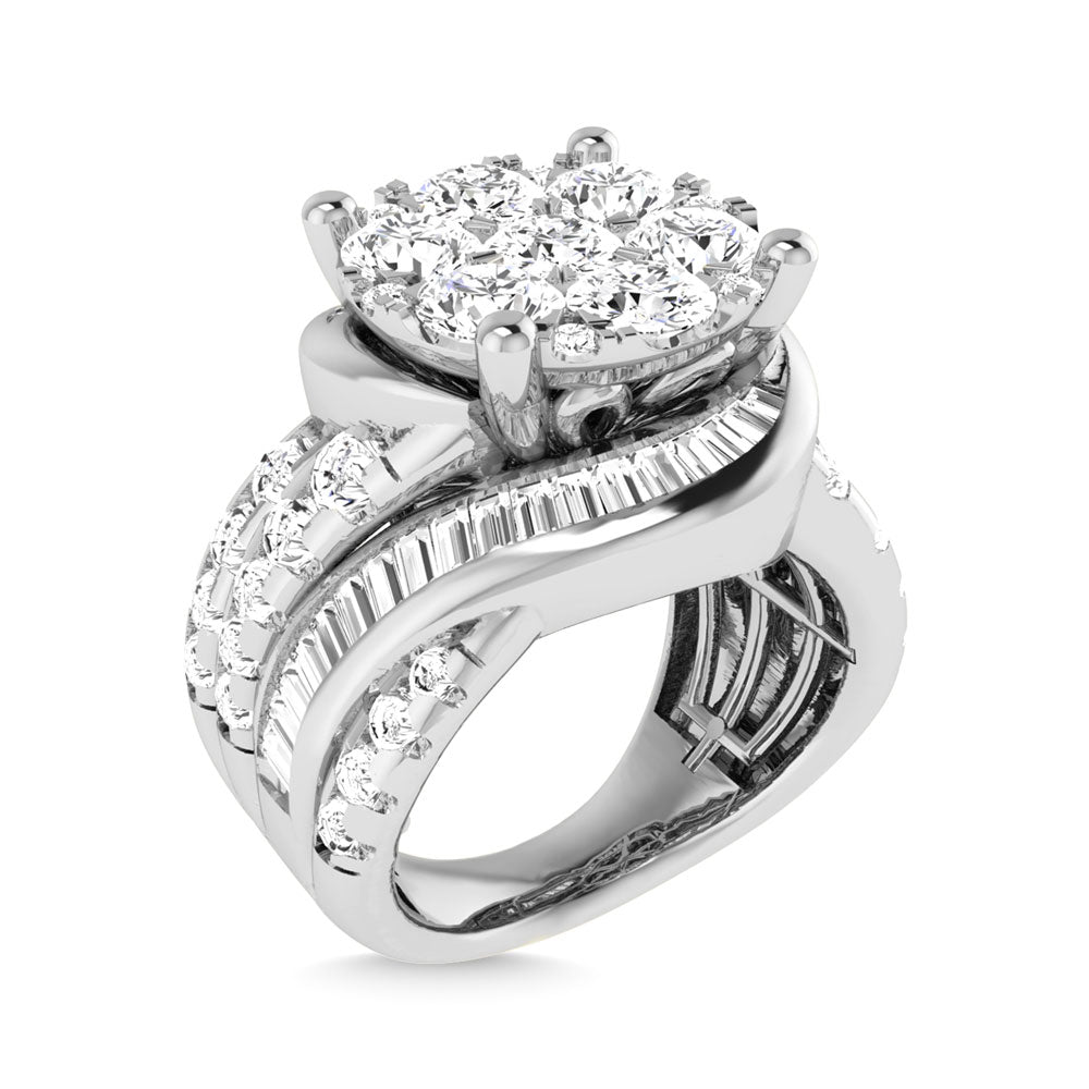 Diamond 4 Ct.Tw. Cluster Engagement Ring in 14K White Gold