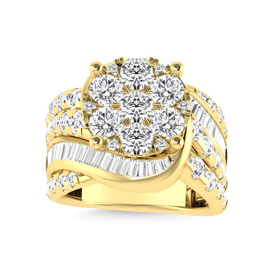 Diamond 4 Ct.Tw. Cluster Engagement Ring in 14K Yellow Gold