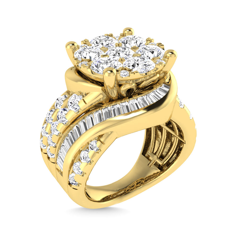 Diamond 4 Ct.Tw. Cluster Engagement Ring in 14K Yellow Gold
