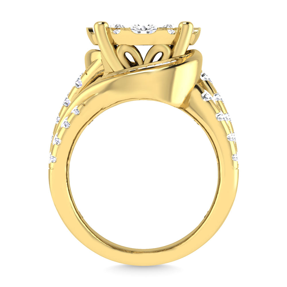 Diamond 4 Ct.Tw. Cluster Engagement Ring in 14K Yellow Gold