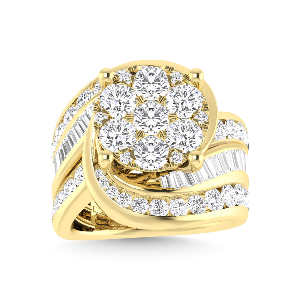 Diamond 4 Ct.Tw. Cluster Engagement Ring in 14K Yellow Gold