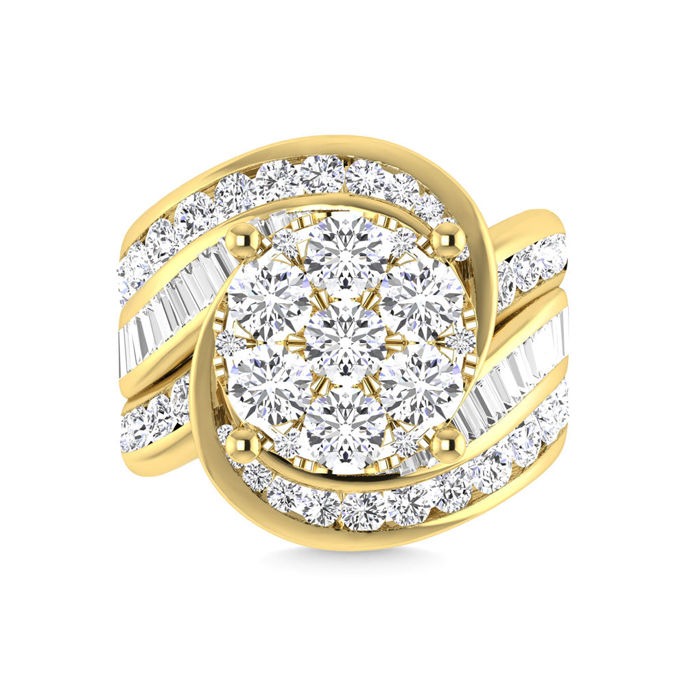 Diamond 4 Ct.Tw. Cluster Engagement Ring in 14K Yellow Gold