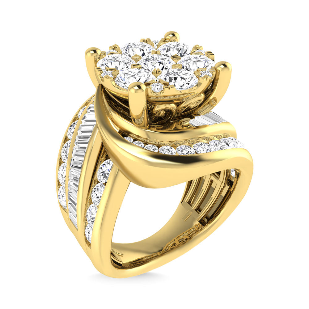 Diamond 4 Ct.Tw. Cluster Engagement Ring in 14K Yellow Gold