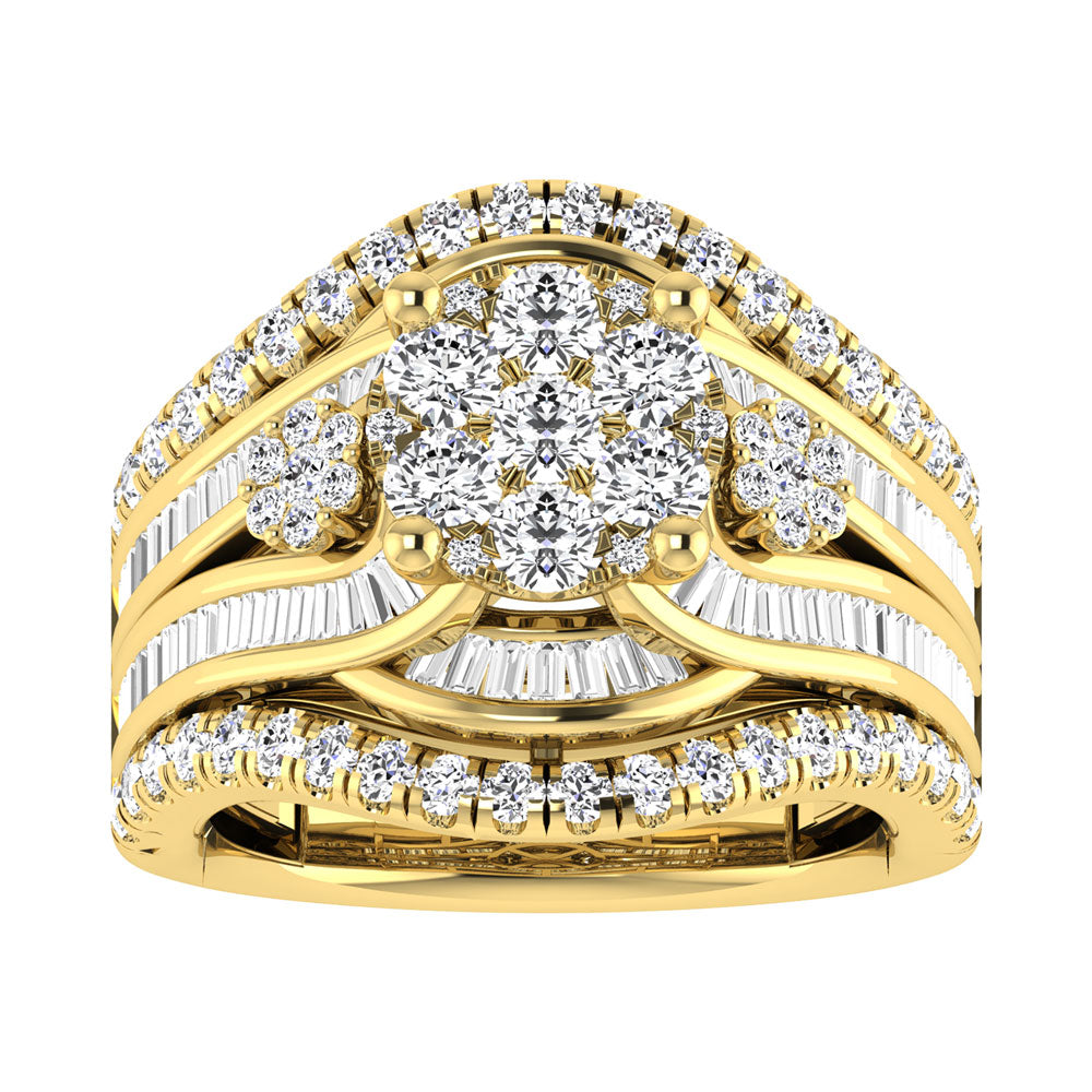 Diamond 2 Ct.Tw. Cluster Engagement Ring in 14K Yellow Gold