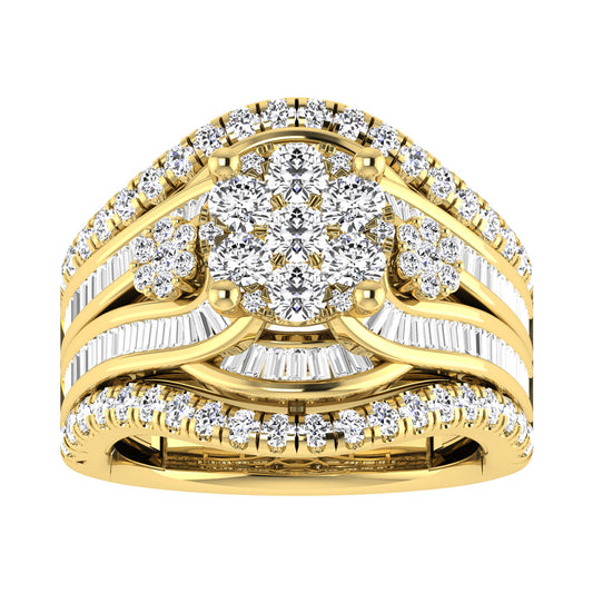 Diamond 2 Ct.Tw. Cluster Engagement Ring in 14K Yellow Gold