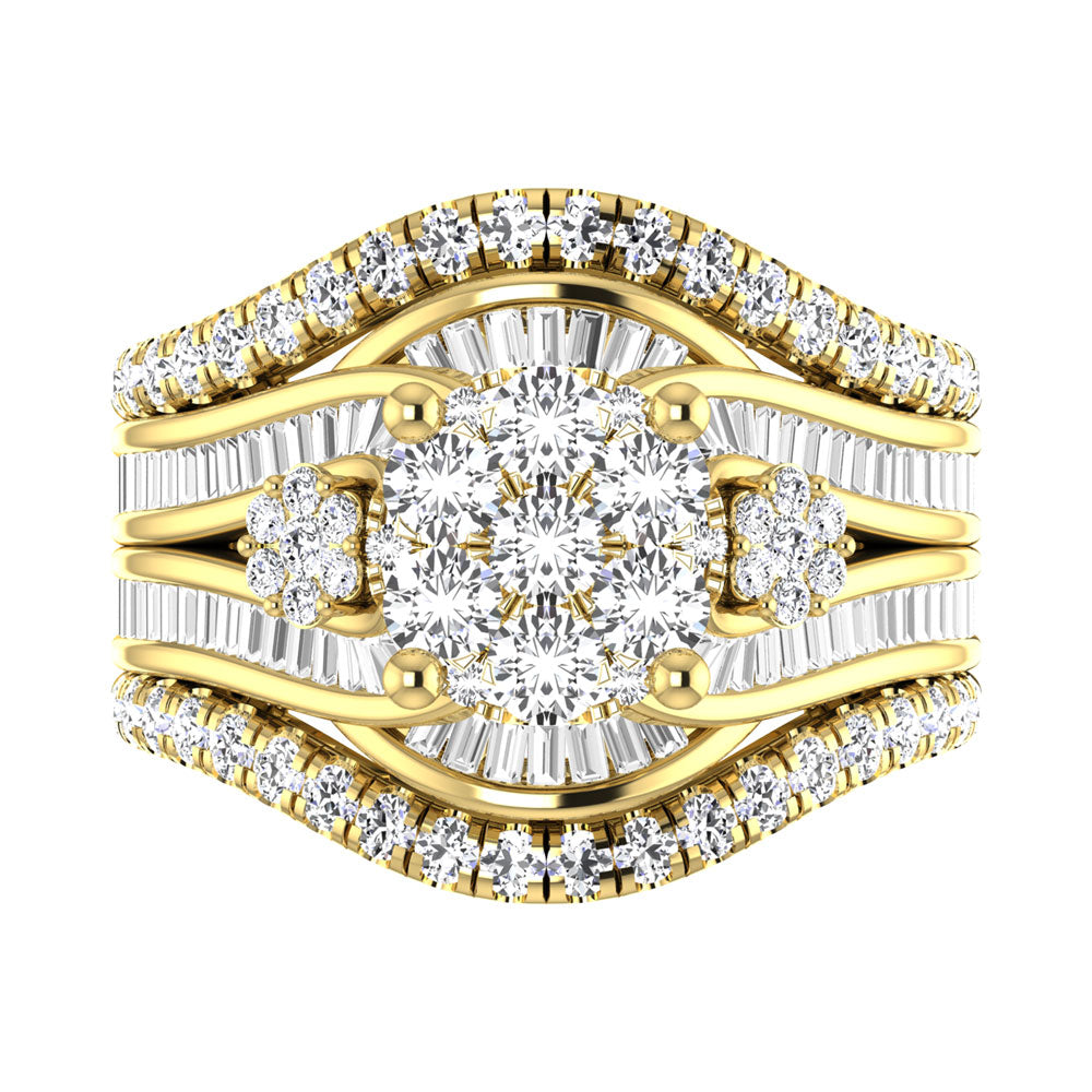 Diamond 2 Ct.Tw. Cluster Engagement Ring in 14K Yellow Gold