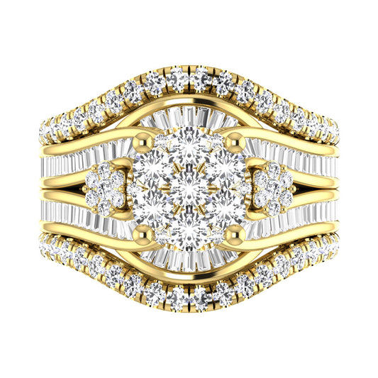 Diamond 2 Ct.Tw. Cluster Engagement Ring in 14K Yellow Gold