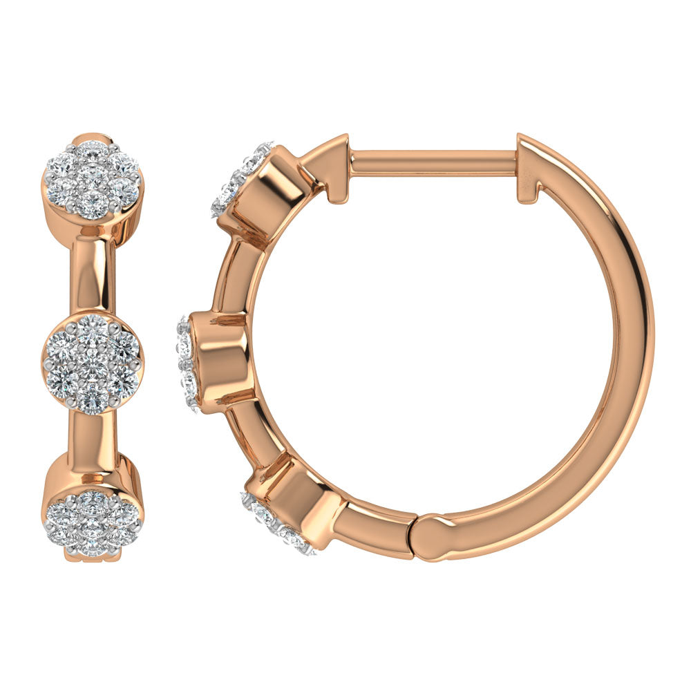 Diamond 1/5 Ct.Tw. Cluster Hoop Earrings in 10K Rose Gold