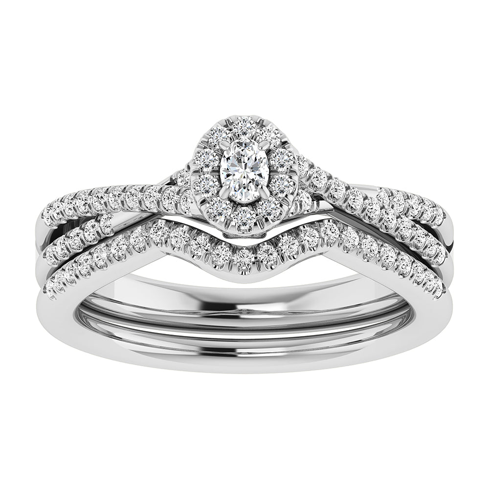 Oval and Round Diamond 1/2 Ct.Tw. Bridal Ring in 10K White Gold
