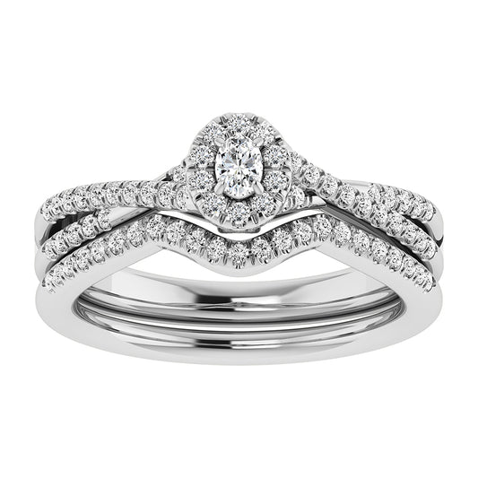 Oval and Round Diamond 1/2 Ct.Tw. Bridal Ring in 10K White Gold