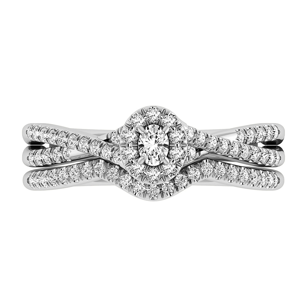Oval and Round Diamond 1/2 Ct.Tw. Bridal Ring in 10K White Gold