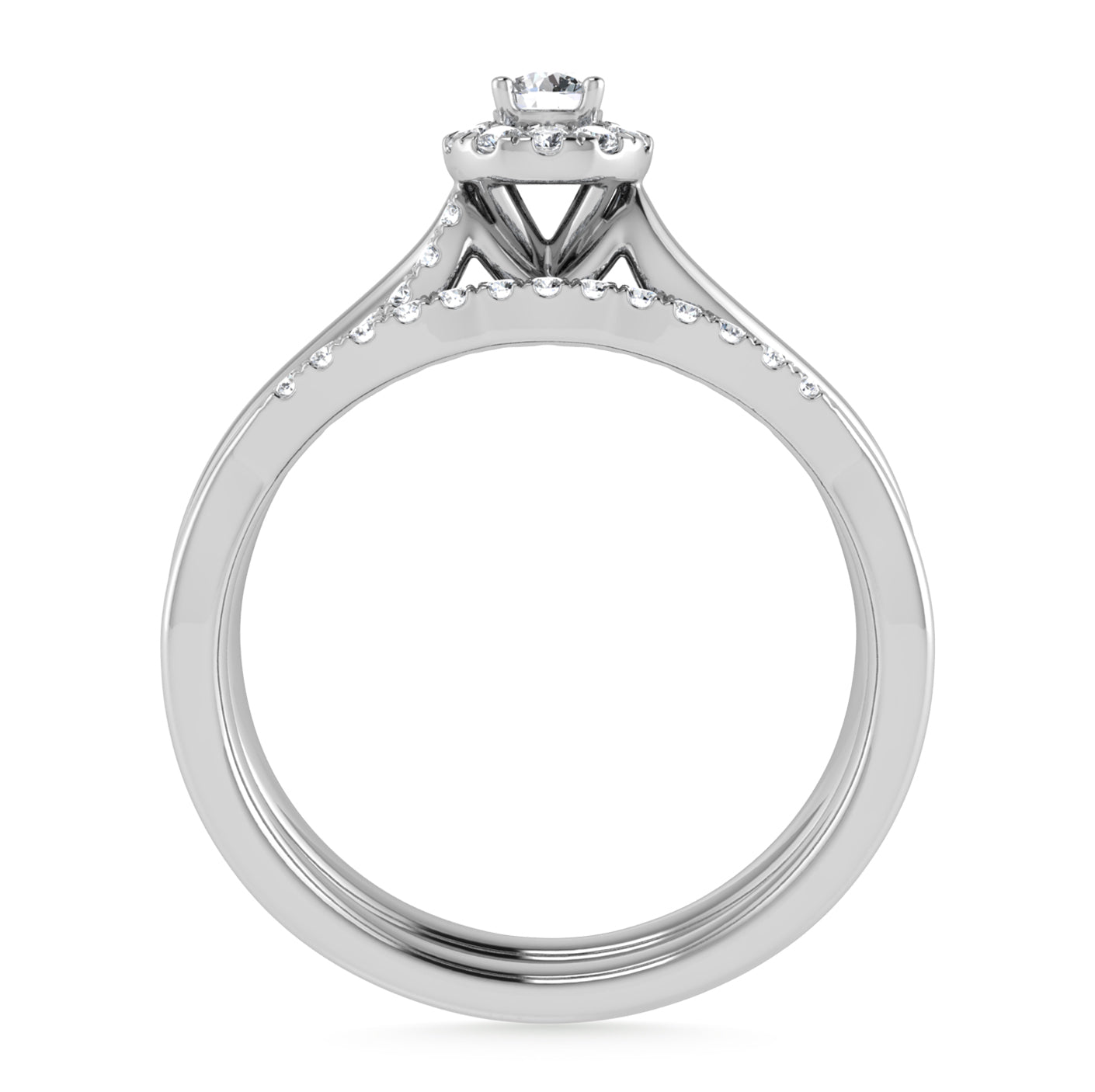 10K White Gold Diamond 1/4 Ct.Tw. Round Shape Bridal Ring