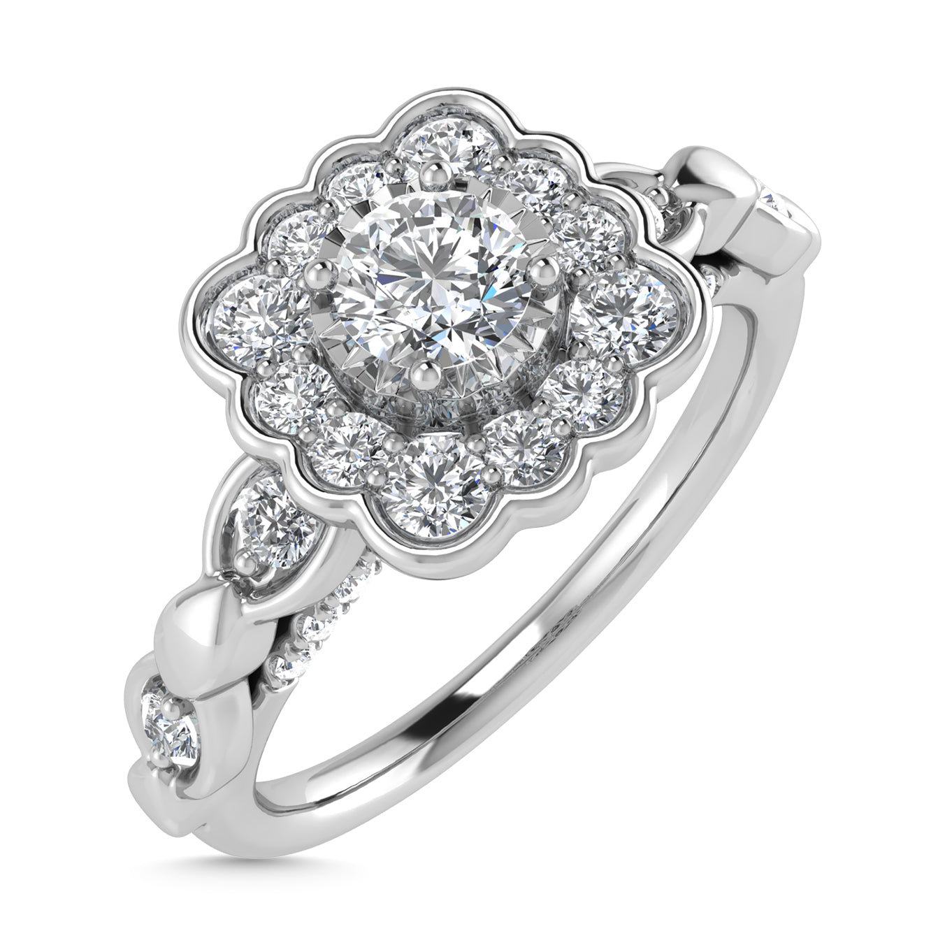 Diamond 5/8 Ct.Tw. Engagement Ring in 14K White Gold