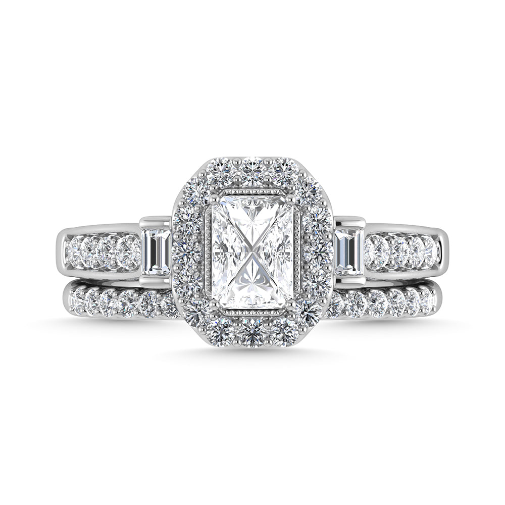 14K White Gold Diamond 1 Ct.Tw. Emerald Shape Bridal Ring