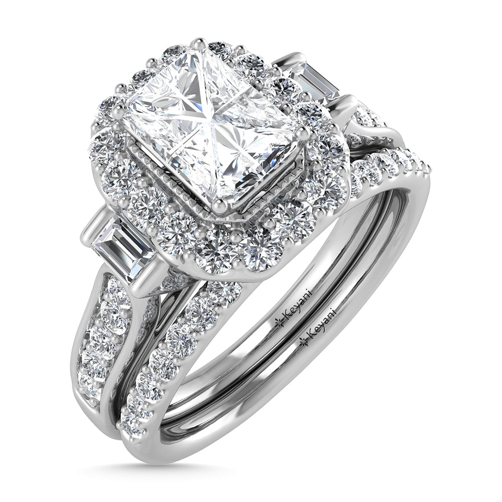 14K White Gold Diamond 1 Ct.Tw. Emerald Shape Bridal Ring