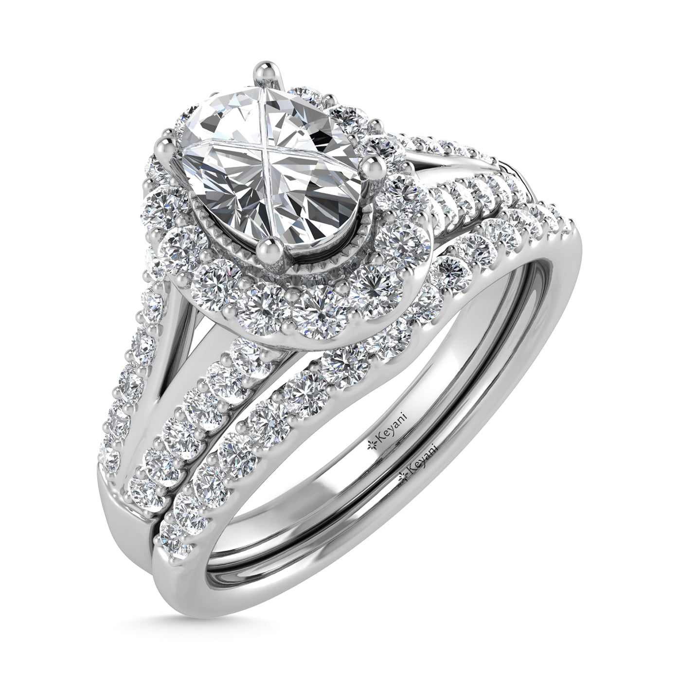 14K White Gold Diamond 1 Ct.Tw. Oval Shape Bridal Ring