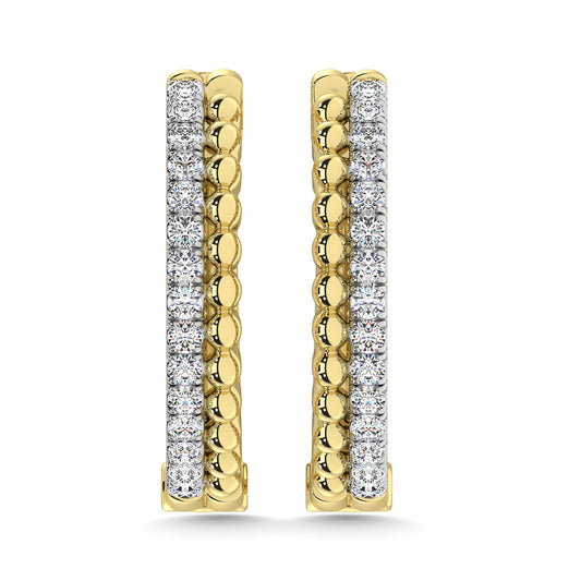 10K Yellow Gold Diamond 1/5 Ct.Tw. Hoop Earrings