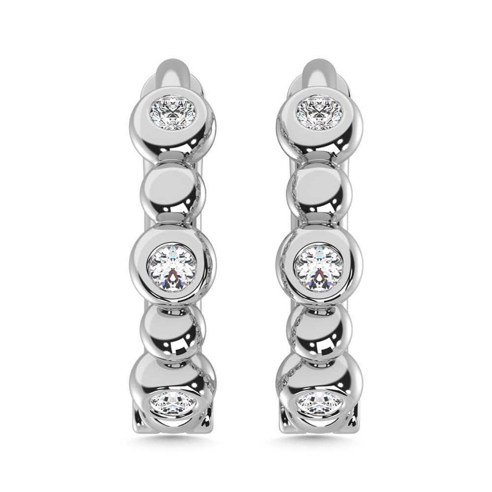 14K Yellow Gold Diamond 1/10 Ct.Tw. Hoop Earrings