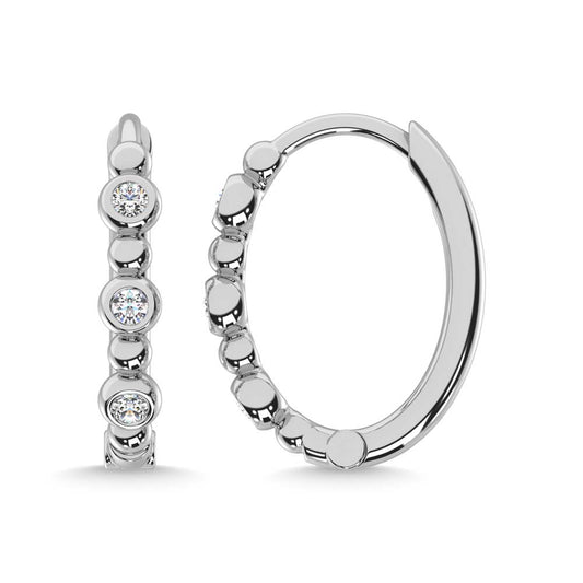 14K White Gold Diamond 1/6 Ct.Tw. Hoop Earrings