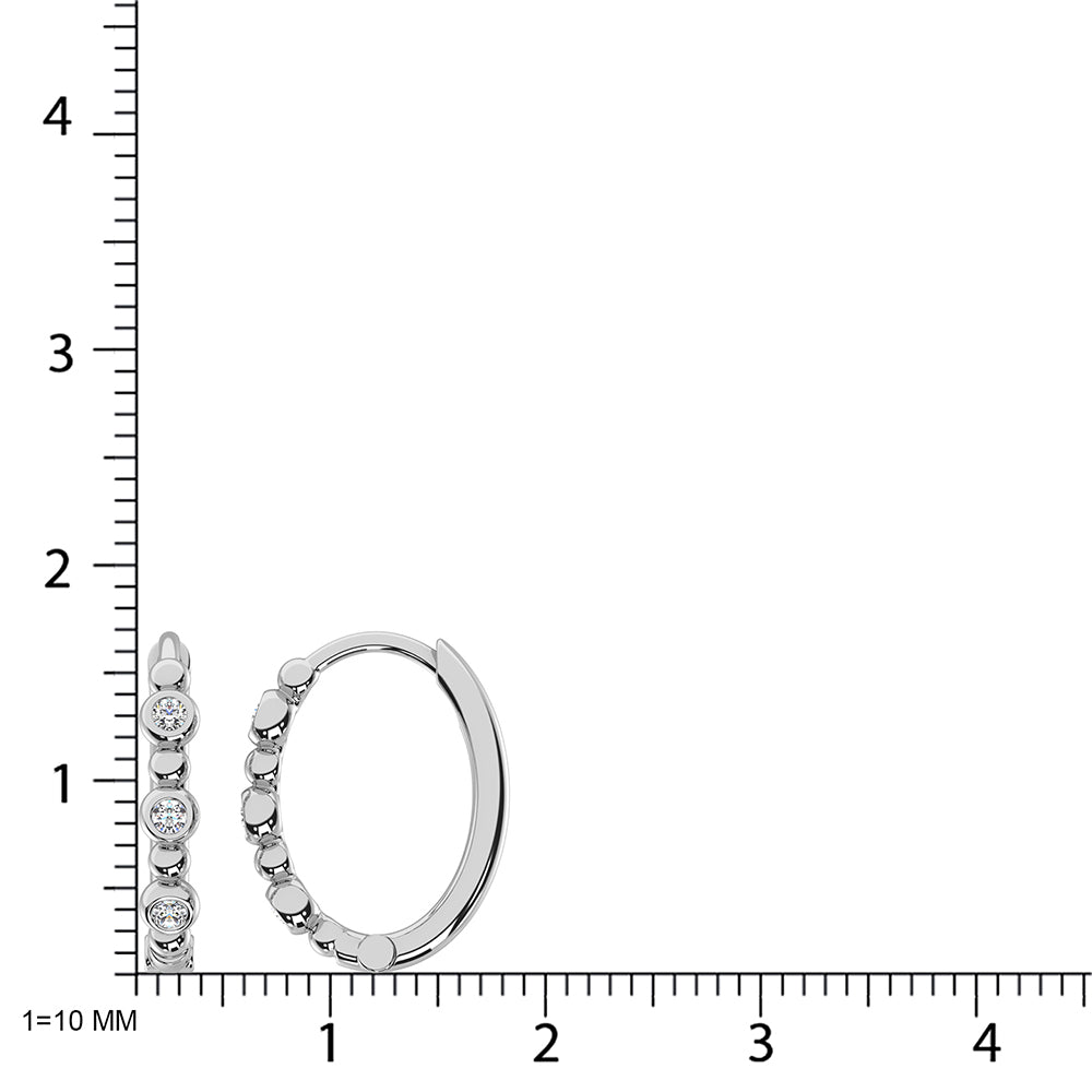 14K White Gold Diamond 1/6 Ct.Tw. Hoop Earrings