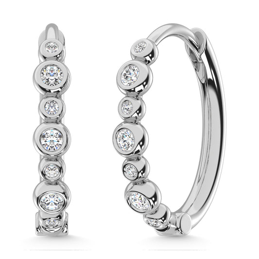 14K White Gold Diamond 1/4 Ct.Tw. Hoop Earrings