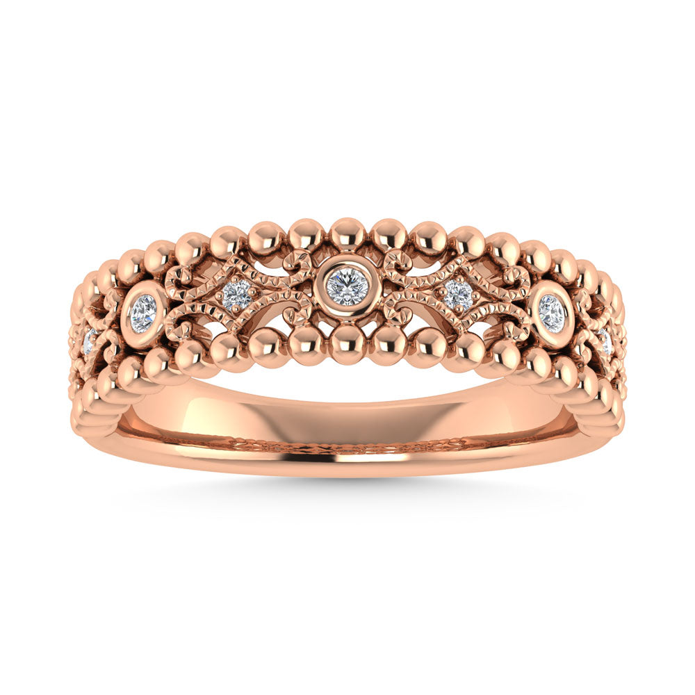 10K Rose Gold  1/10 Ct.Tw. Diamond Fashion Band