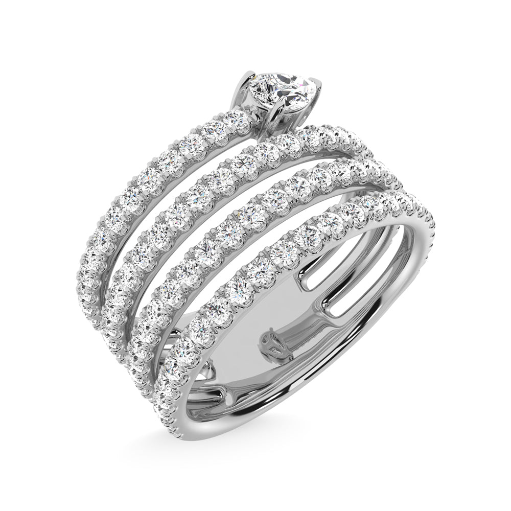 14K White Gold Diamond 1 3/8 Ct.Tw. Fashion Ring