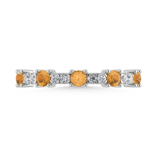 14K White Gold Diamond 1/2 Ct. Tw. Alternate Diamond and Citrine Stackable Band