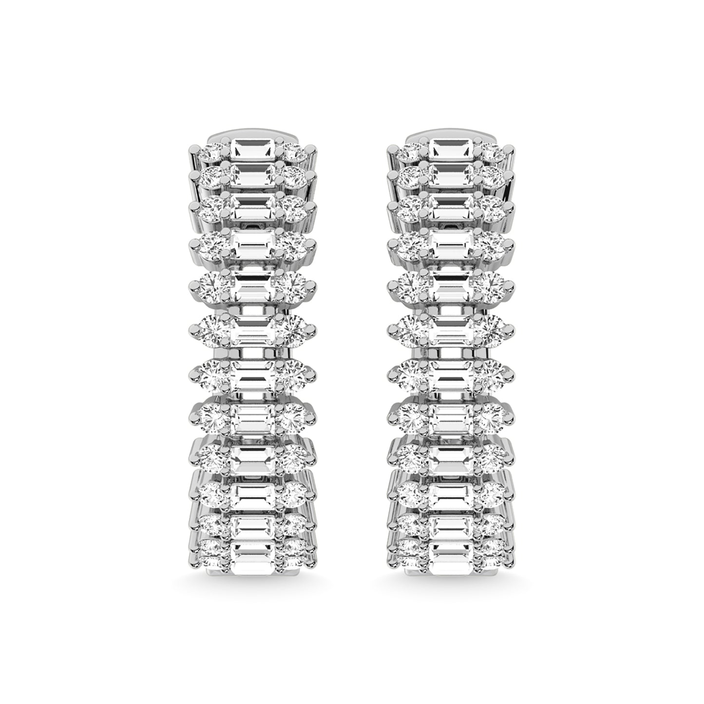 14K White Gold Diamond 3/4 Ct.Tw. Hoop Earrings