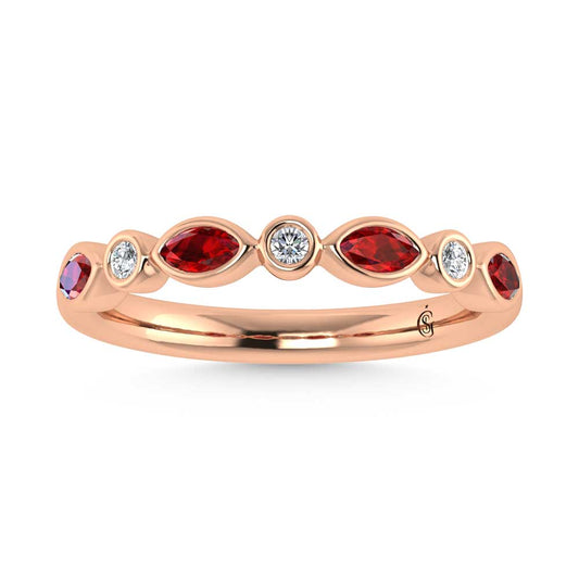 14K Rose Gold Diamond 1/2 Ct.Tw. Ruby and Diamond Band