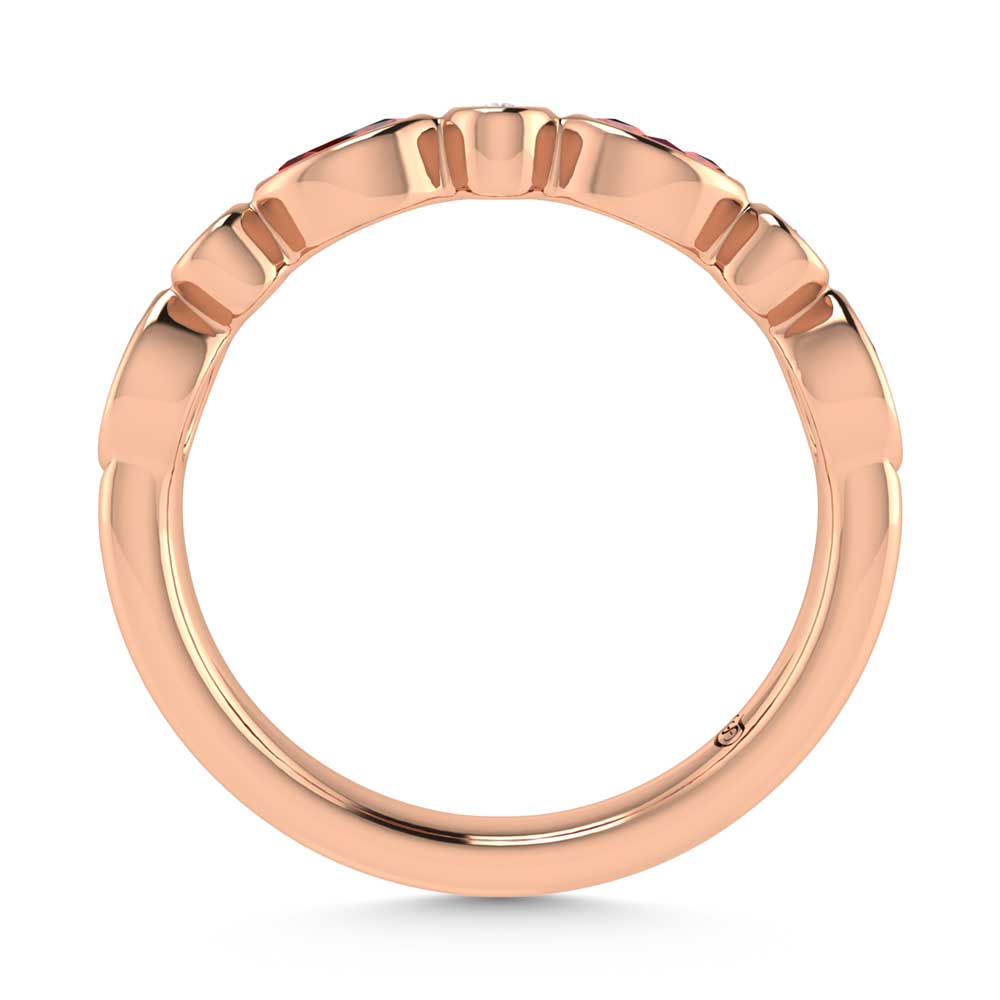 14K Rose Gold Diamond 1/2 Ct.Tw. Ruby and Diamond Band