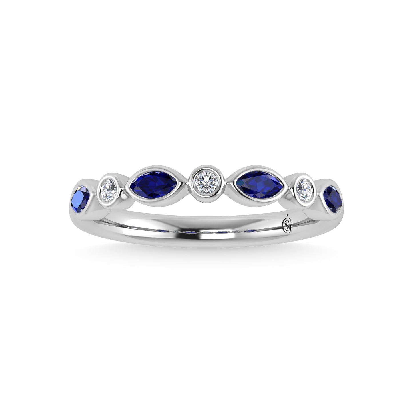 14K White Gold Blue Sapphire 1/2 Ct.Tw. Stackable Band