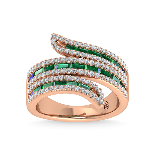 14K Rose Gold Diamond and Emerald 1 3/4 Ct.Tw. Fashion Ring