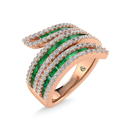 14K Rose Gold Diamond and Emerald 1 3/4 Ct.Tw. Fashion Ring