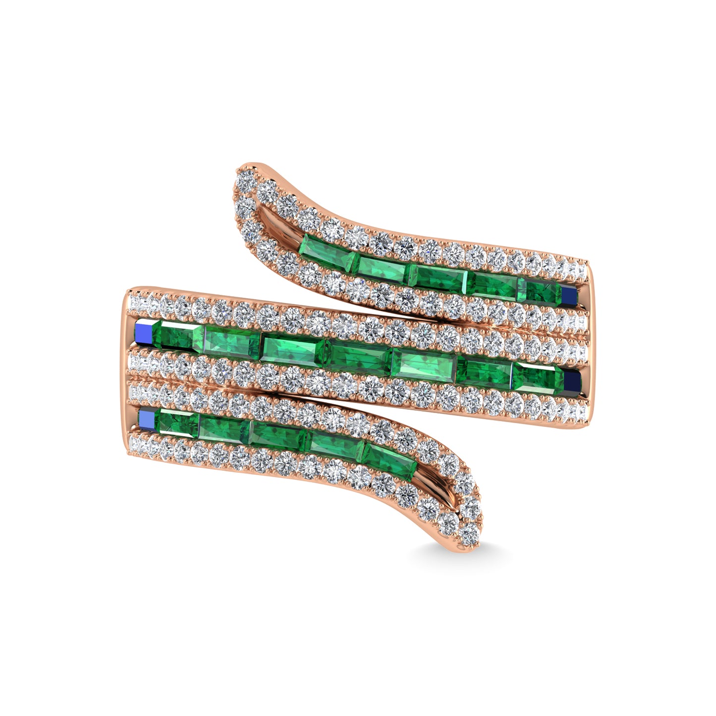 14K Rose Gold Diamond and Emerald 1 3/4 Ct.Tw. Fashion Ring