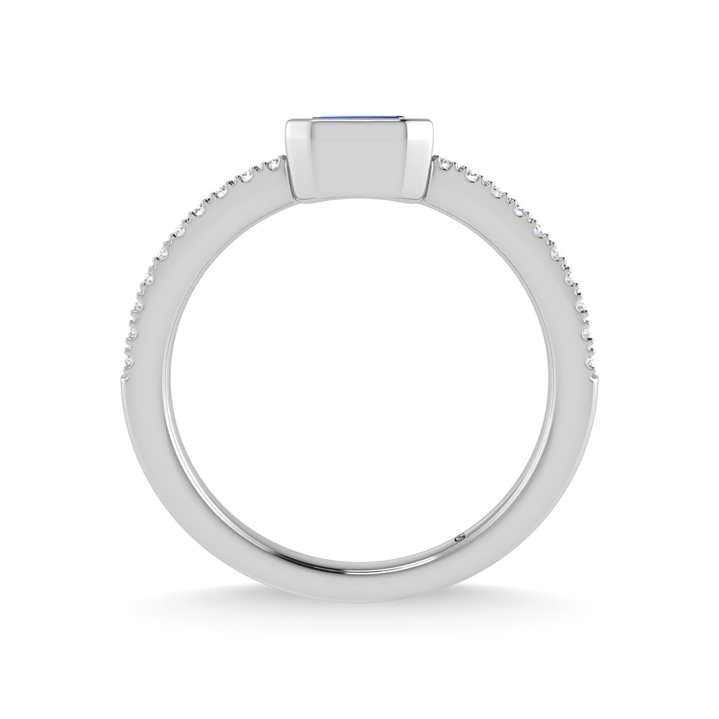 14K White Gold Diamond 3/8 Ct.Tw. And Blue Sapphire Fashion Ring