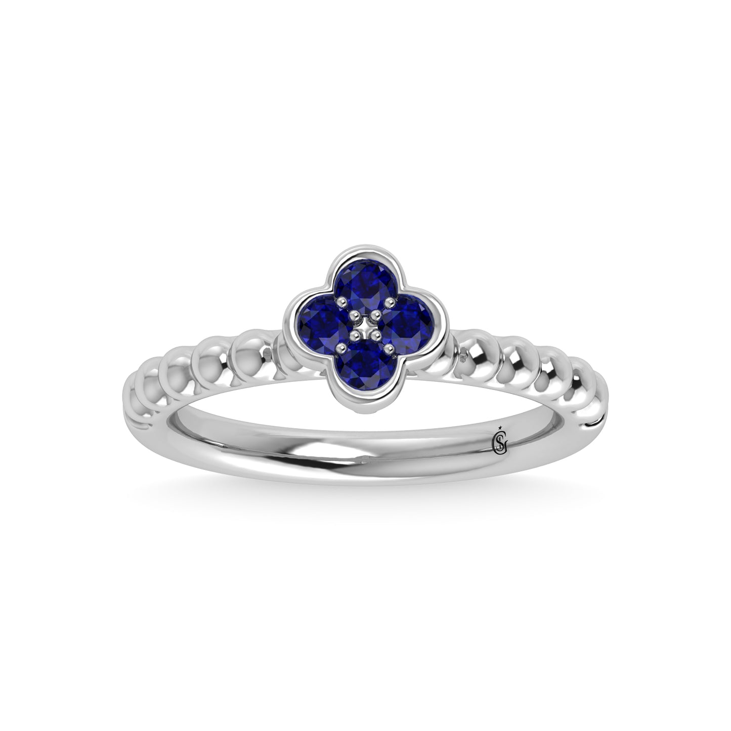 14K White Gold 1/3 Ct.Tw. Diamond and  Blue Sapphire Fashion Ring