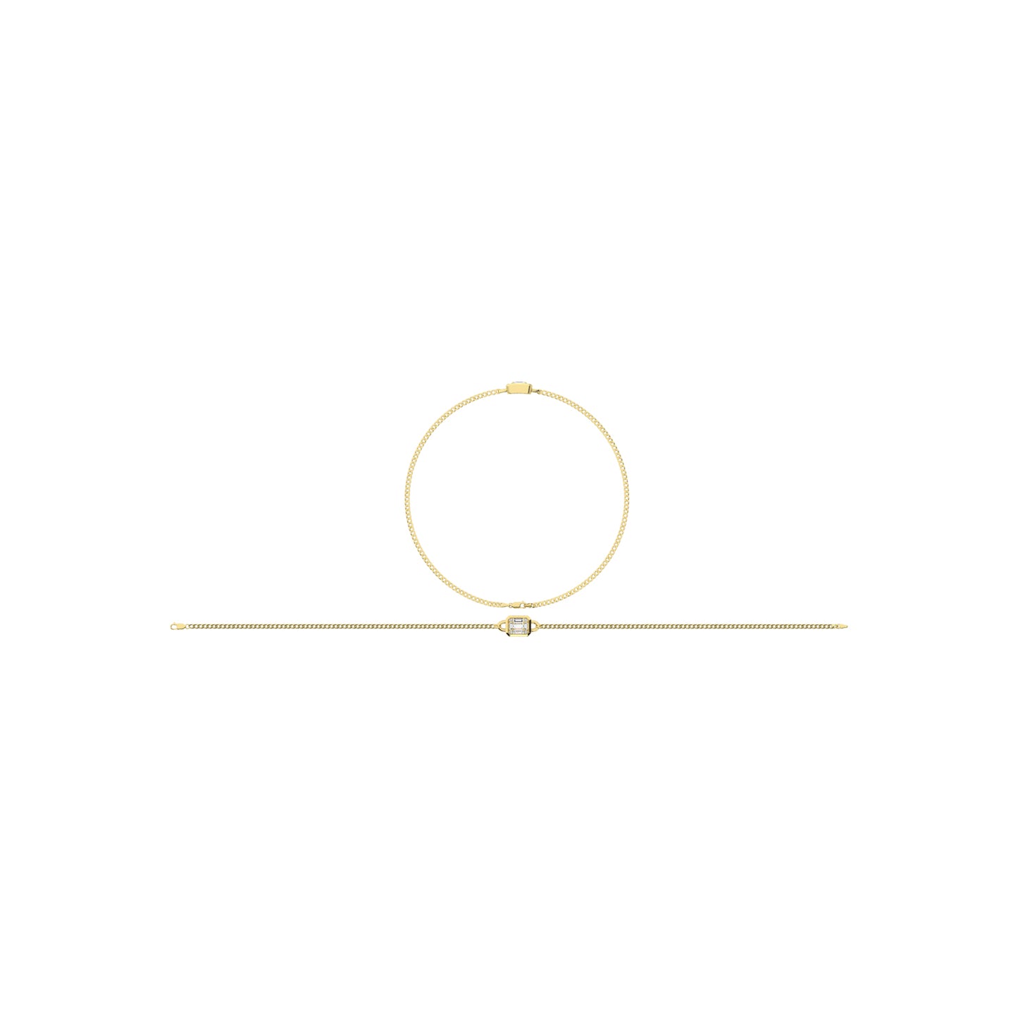 14K Yellow Gold Diamond 1/6 Ct.Tw. Cuban Bracelet