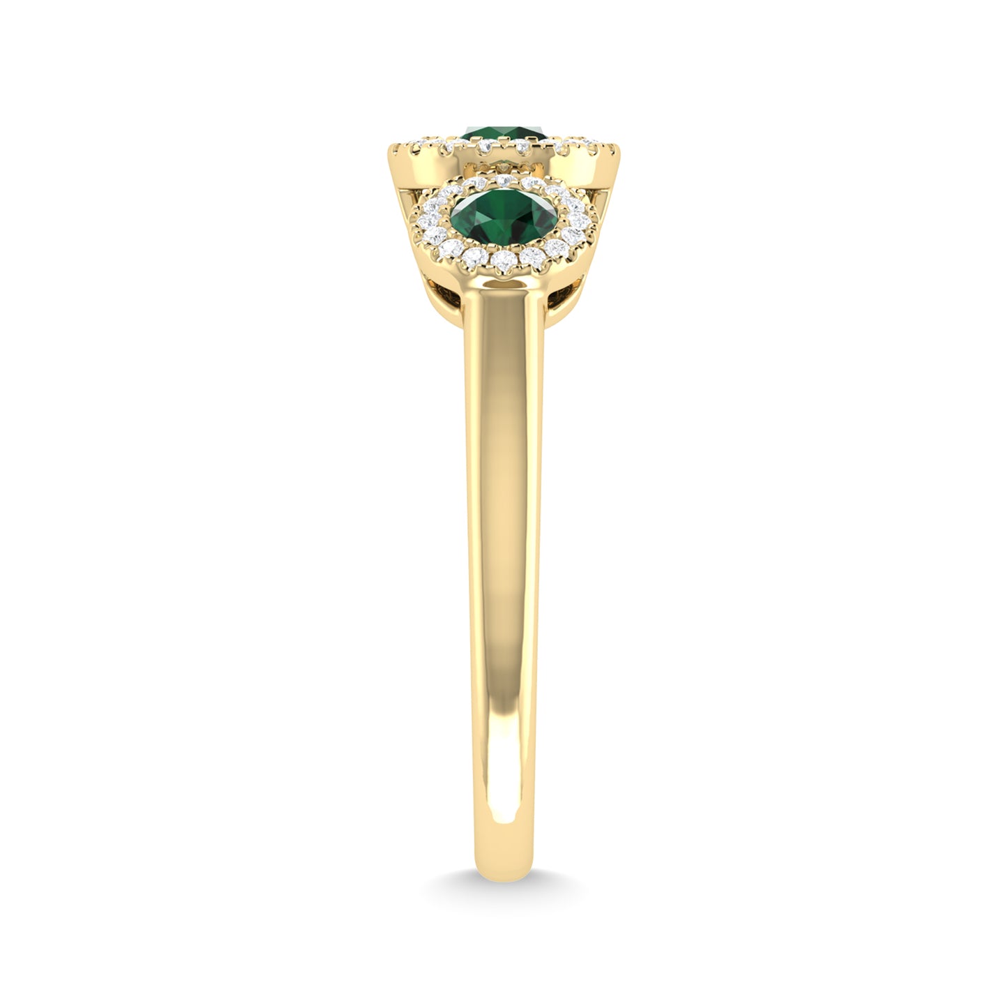 14K Yellow Gold Emerald and Diamond 5/8 Ct.Tw. Fashion Ring