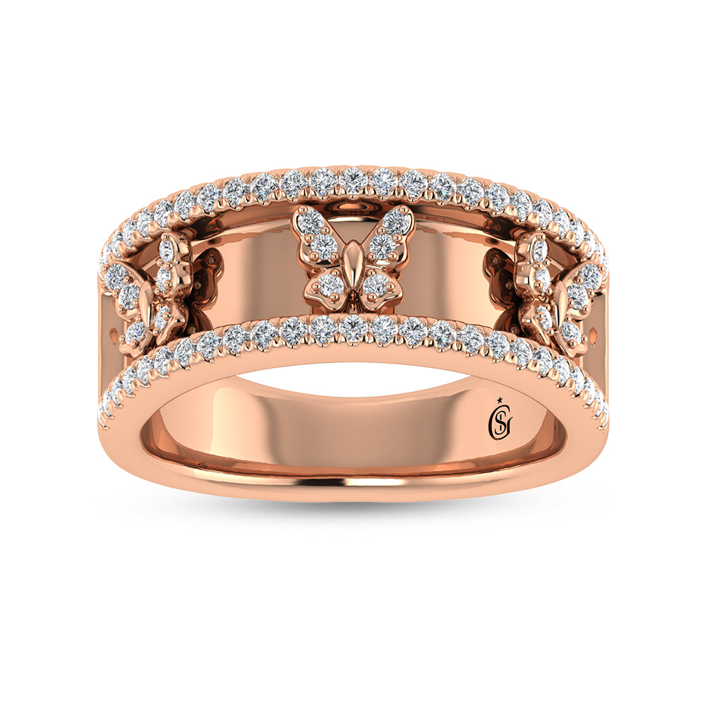 14K Rose Gold Diamond 1/3 Ct.Tw. Butterfly Fashion Ring
