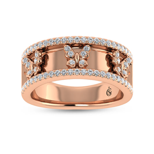 14K Rose Gold Diamond 1/3 Ct.Tw. Butterfly Fashion Ring