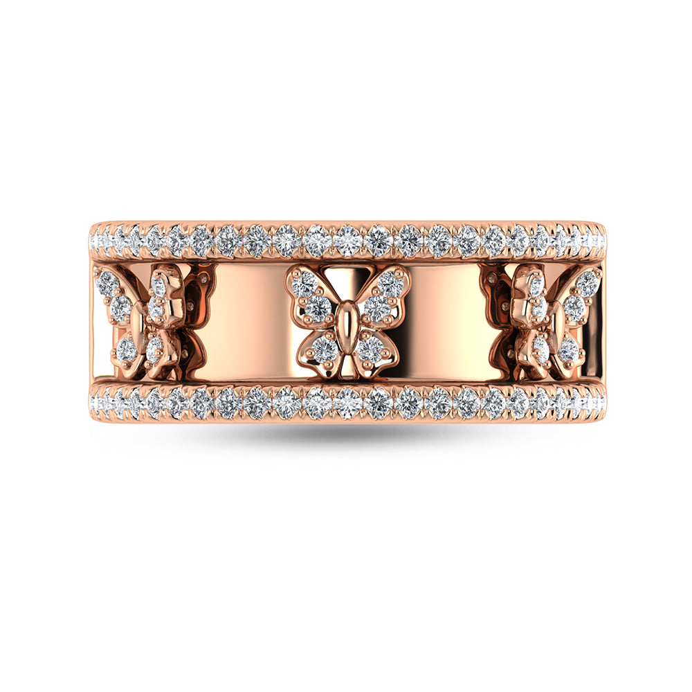 14K Rose Gold Diamond 1/3 Ct.Tw. Butterfly Fashion Ring