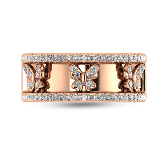 14K Rose Gold Diamond 1/3 Ct.Tw. Butterfly Fashion Ring