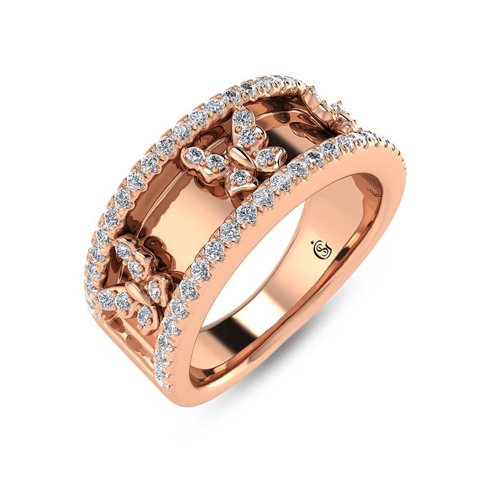 14K Rose Gold Diamond 1/3 Ct.Tw. Butterfly Fashion Ring