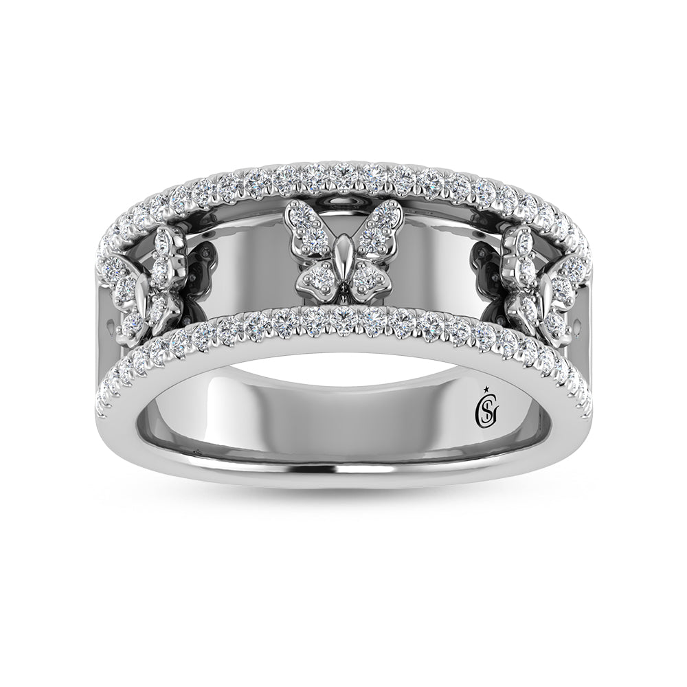 14K White Gold Diamond 1/3 Ct.Tw. Butterfly Fashion Ring