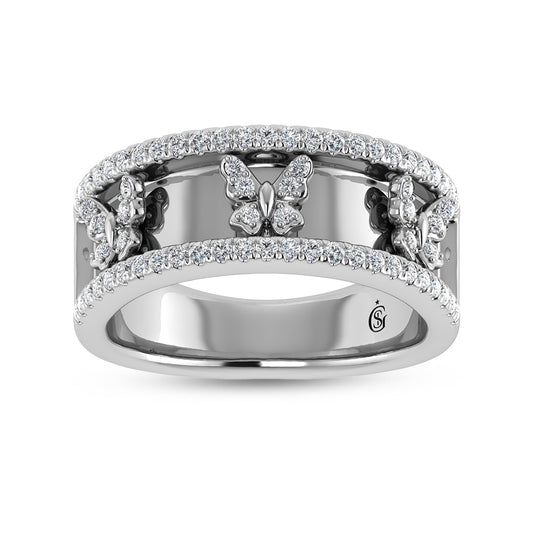 14K White Gold Diamond 1/3 Ct.Tw. Butterfly Fashion Ring