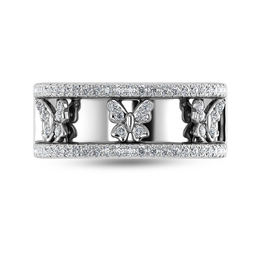 14K White Gold Diamond 1/3 Ct.Tw. Butterfly Fashion Ring