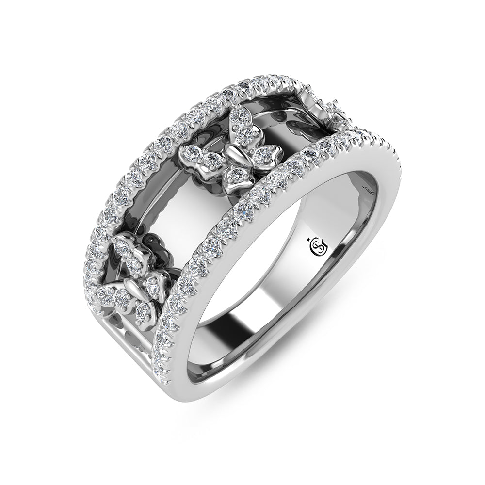 14K White Gold Diamond 1/3 Ct.Tw. Butterfly Fashion Ring