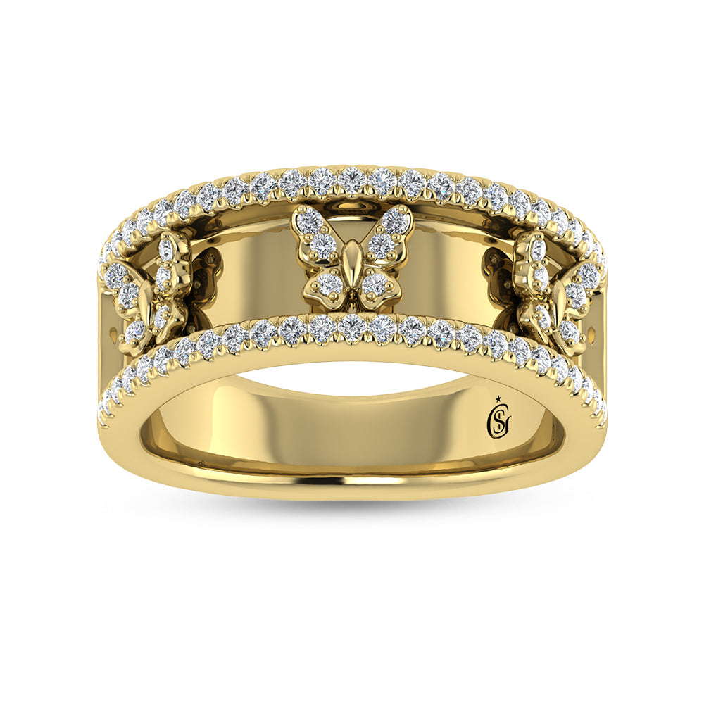 14K Yellow Gold Diamond 1/3 Ct.Tw. Butterfly Fashion Ring